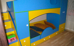 Сине-желтая двухъярусная кровать  DDK-170