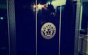 Черный шкаф-купе Versace с фотопечатью SHKF-119