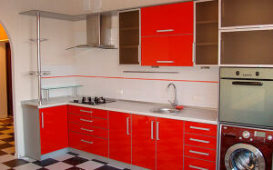 Красная кухня из эмали KE-334