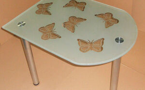 Стеклянный журнальный столик с бабочками ZHSG-155
