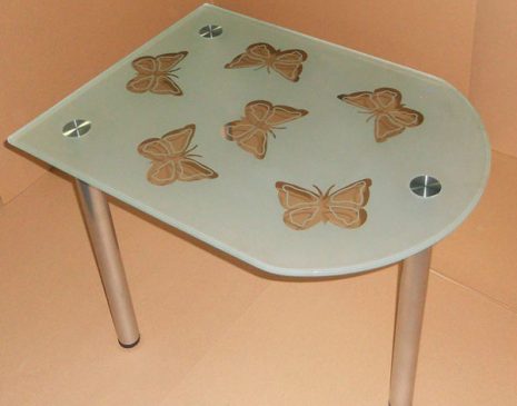 Скляний журнальний столик з метеликами ZHSG-155