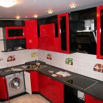 черно-красная угловая кухня