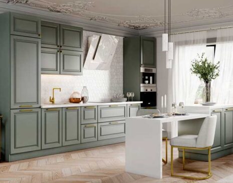 Простора кухня в оливковому кольорі – klasuka-531